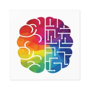 Brain Square Stickers, IndoorOutdoor